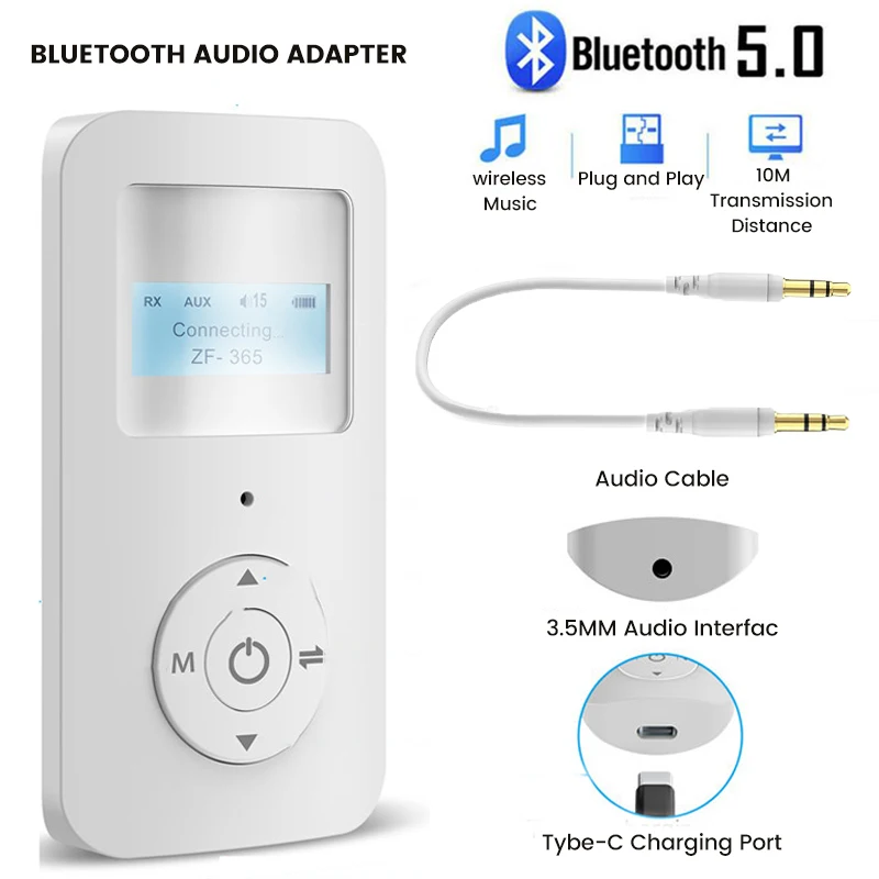 

JINSERTA Bluetooth 5.0 Receiver Transmitter Wireless Audio Adapter 3.5mm AUX Handsfree Lossless Music Player For TV Speaker