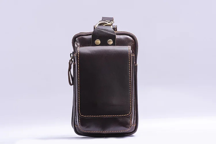 

Leather bag for men Crazy horse leather mobile phone bag outdoor wear belt Leather hanging bag for men business Retro bag