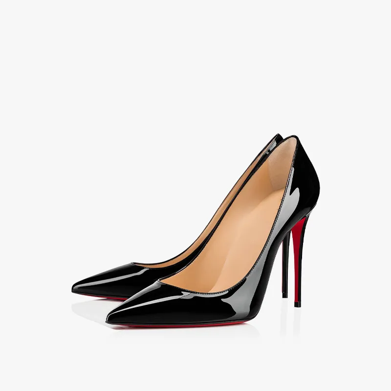 

2021 New 12cm Thin High-heeled Single Shoes Leather Pointed Red Soled Workplace High-heeled Shoes Women Red Pumps
