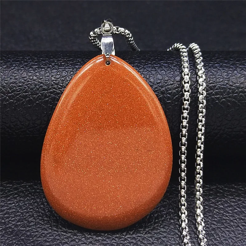 

Natural Stone Stainless Steel Necklace Chains Jewelry Making Women/Men Sandstone Necklaces Jewelry collar piedras NXS04