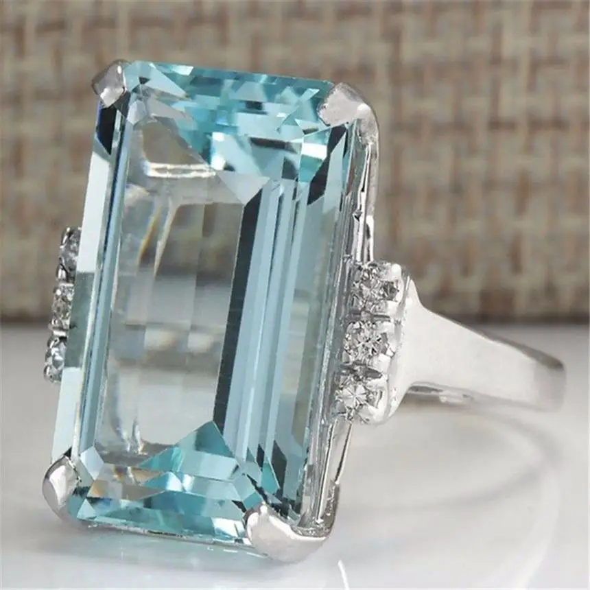 

925 sliver Blue Topaz Ring for Women Sapphire Bizuteria Silver 925 jewelry Jewelry Gemstone Turquoise Gemstone Sapphire Ring