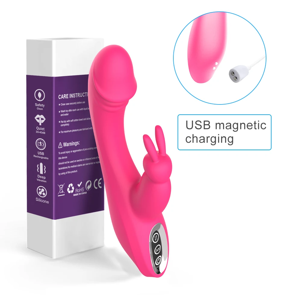 

G spot Rabbit Vibrator Rechargeable Waterproof Dildo Vibe Dual Motor Clit Stimulator with 12 Vibration Modes Quiet Sex Toy