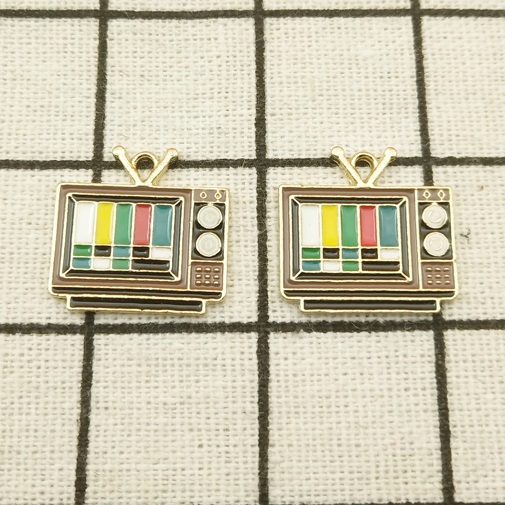 

10pcs television charm enamel charms for jewerly making earring pendant bracelet necklace charms 19x20mm