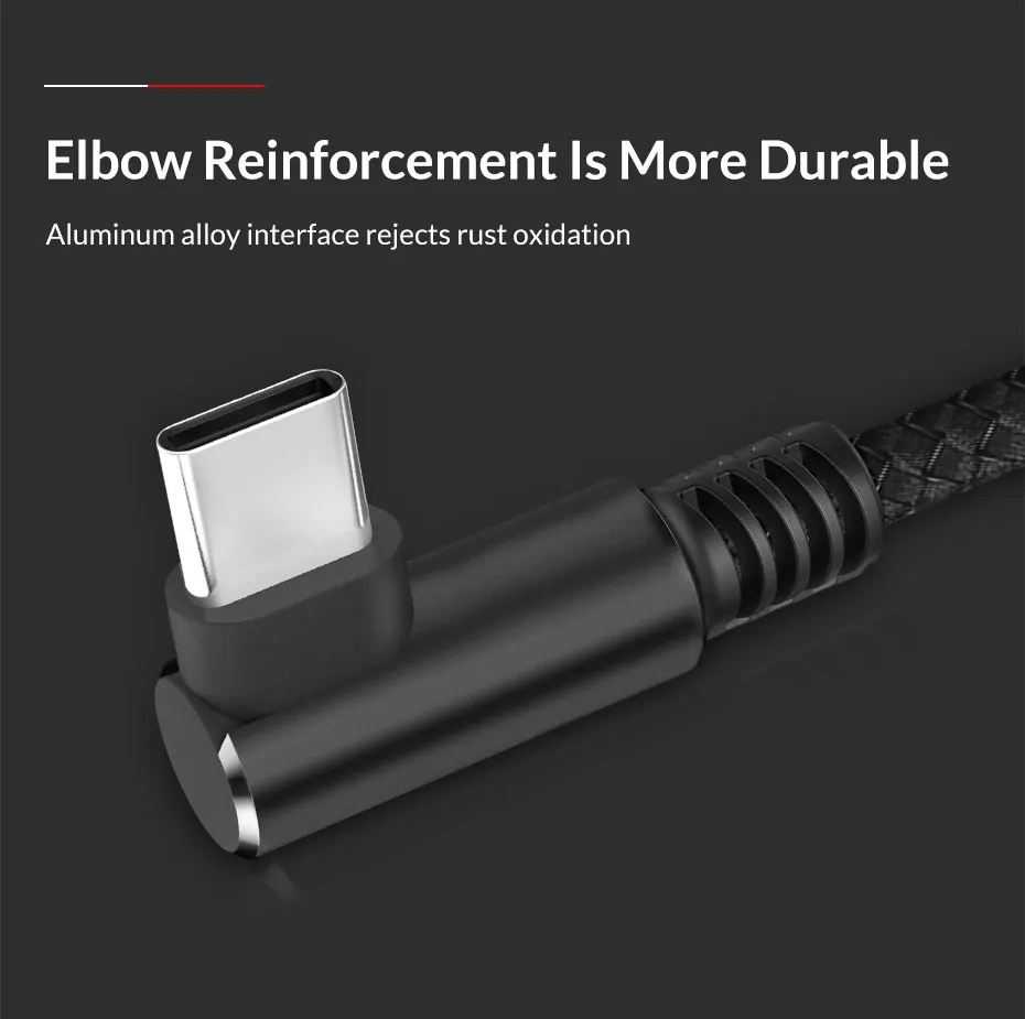 TOPK 90 usb-кабель для быстрой зарядки usb type C кабель 3а L-shape type-C мобильный кабель передачи данных телефона для samsung huawei Xiaomi