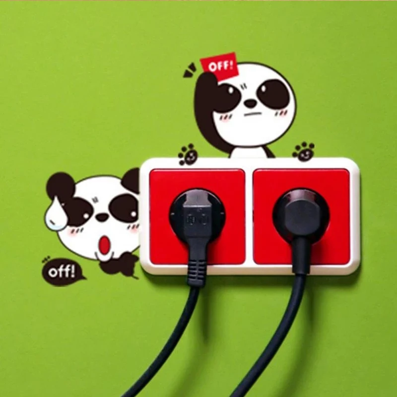 

Cartoon Animal Switch Sticker Kids Bedroom Decoration Accessories Baby Shower Waterproof Removable 3D Cat Panda Pattern Decor