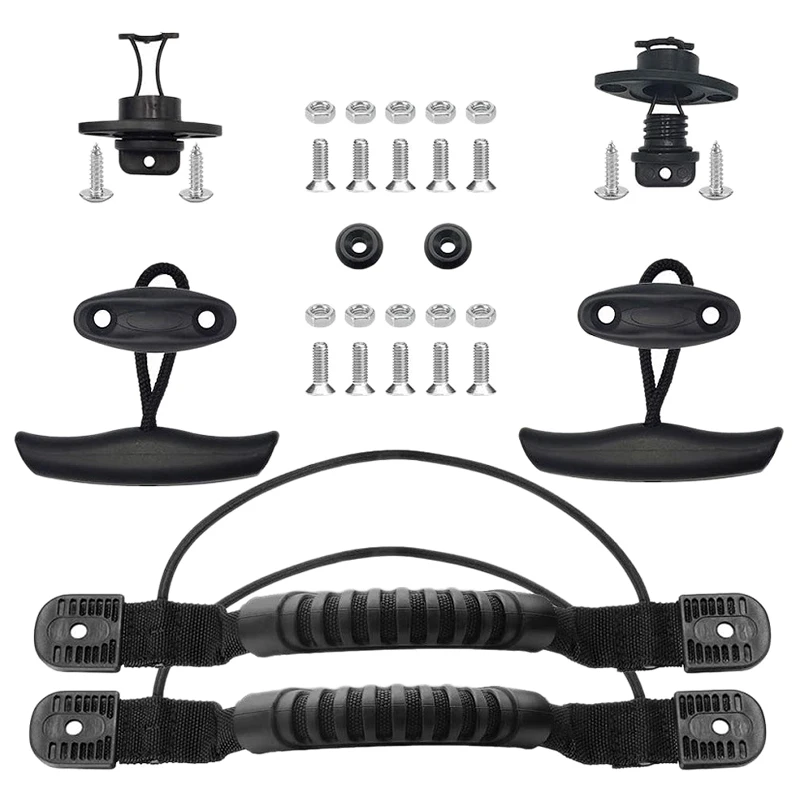 

2Pack of Kayak Carry Handles with Pull T-Handle and Cord&Pad Eyes with Kayak Drain Plug Kits Thread Bung for Kayak Canoe