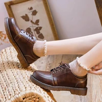 women oxfords shoes heel round toe lace women retro shoes student autumn oxford college student cosplay costume lolita shoes