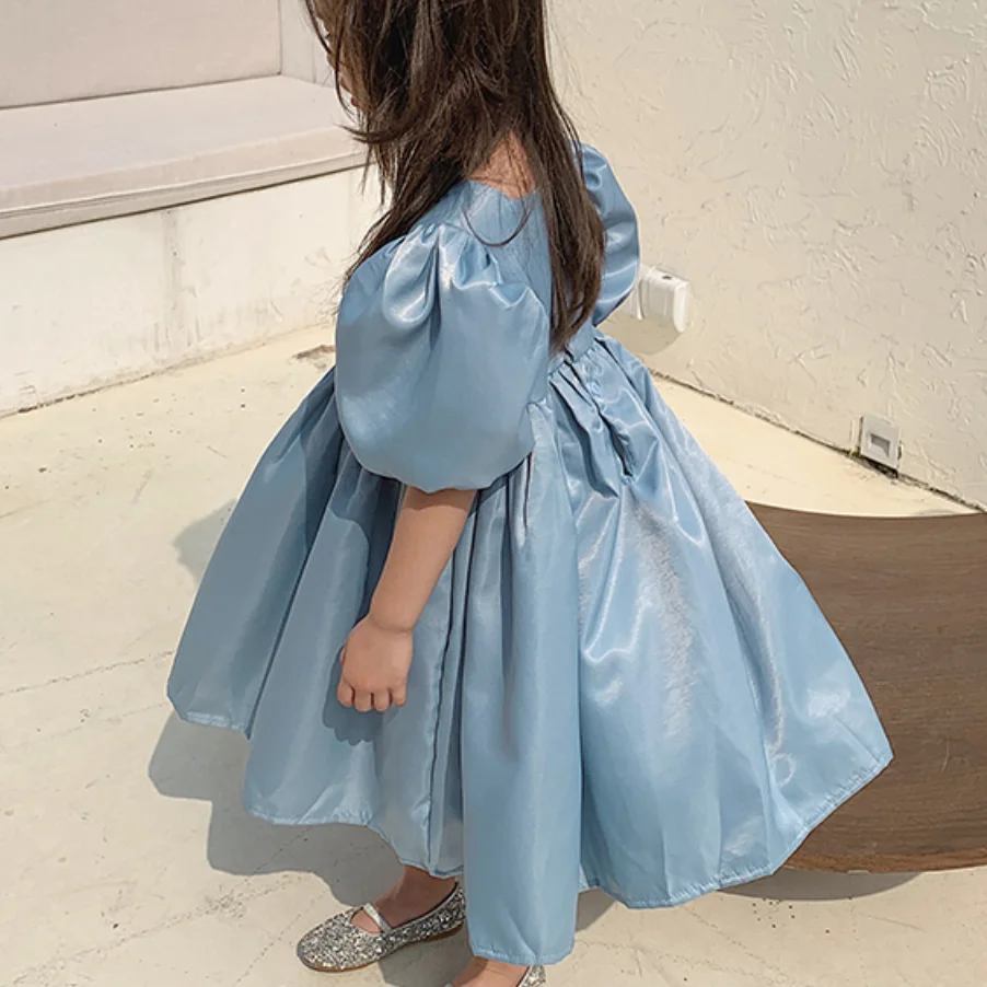 2020 Summer Girls vintage puff sleeve dress Fashion Princess Dresses Toddler Baby square collar Children ball gown | Детская одежда и