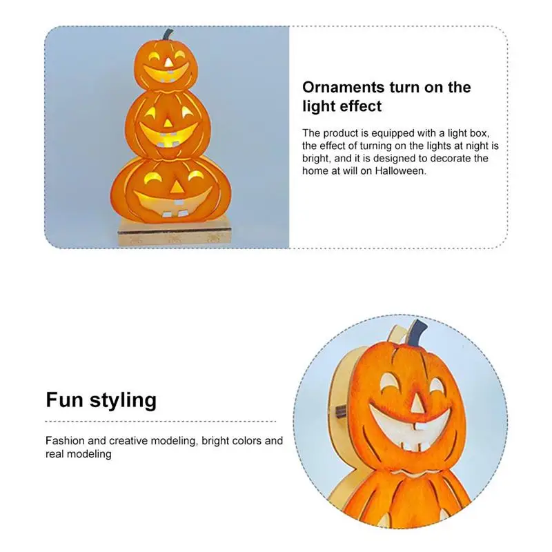 Со скелетом-тыквой светодиодный фонарь Хэллоуин деревянное украшение реквизит