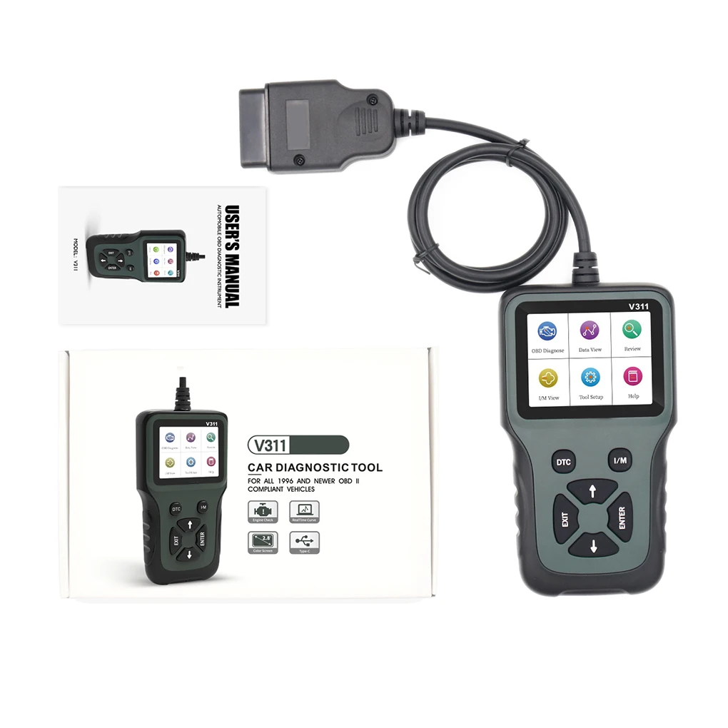 

Автомобильный сканер OBD II считыватель кодов ЖК-дисплей сигнала диагностический инструмент для транспортного средства OBD2 тестер