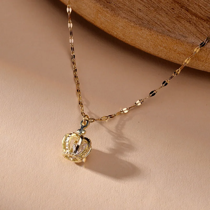 Ожерелье из титановой стали цвета розового золота антиаллергенное и не