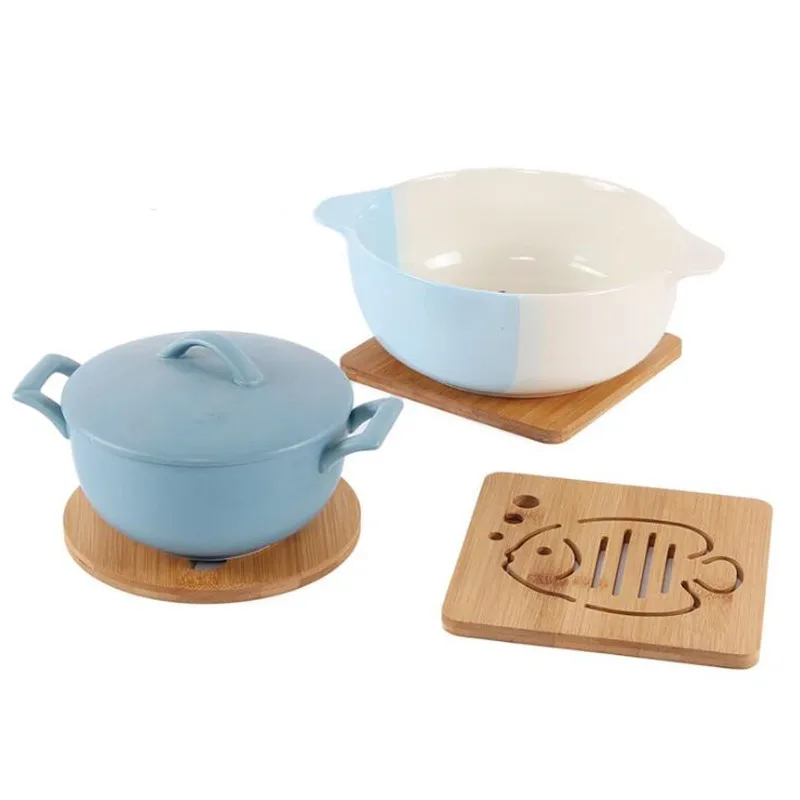 Бамбуковый Противоскользящий изоляционный круглый квадратный коврик для стола