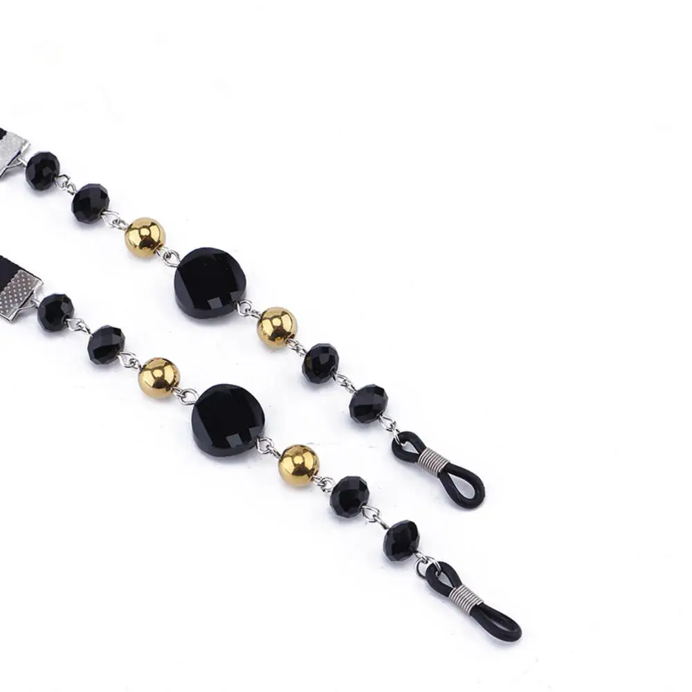 Цепочка для очков Женская Нескользящая модная цепь из черных акриловых бусин