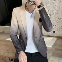 korean style men printed suit male version the self cultivation blazer stand up collar chinese tunic casual suit thin jacket 3xl