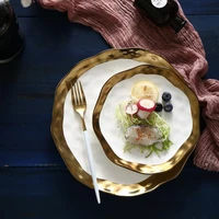 european style gold side whiteblack plate retro tableware matte steak dish dessert tray kitchen dinner plates ceramic dishes