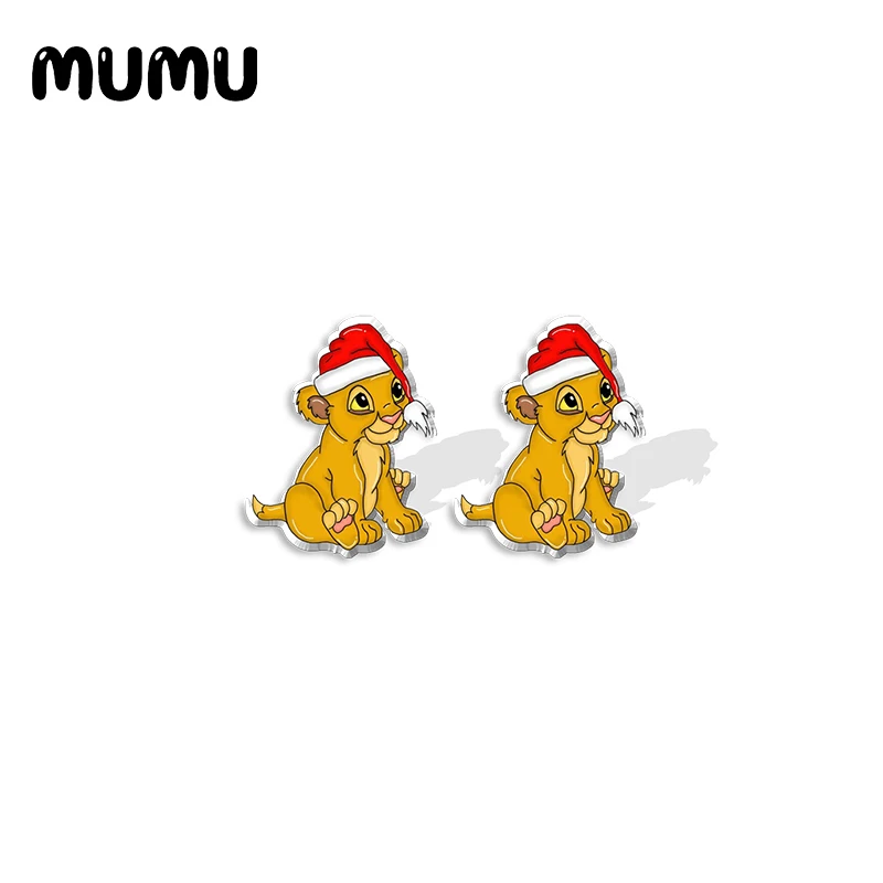 2021 новые рождественские серьги-гвоздики в виде короля льва Simba Nala Timon эпоксидные