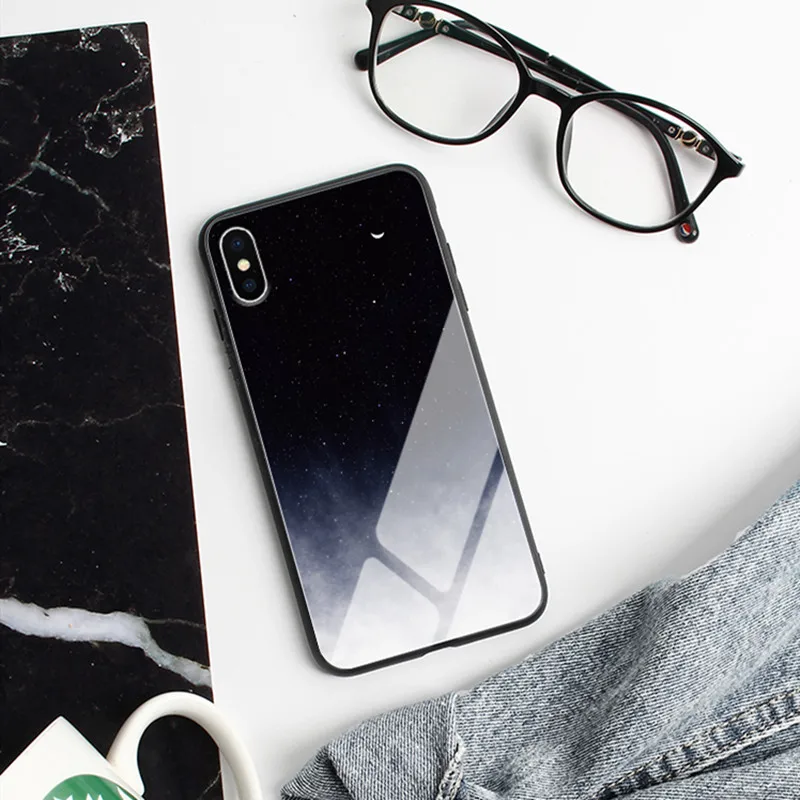 Звездный чехол из закаленного стекла для телефона iphone 8 plus Xr X тонкий Iphone xs max 7
