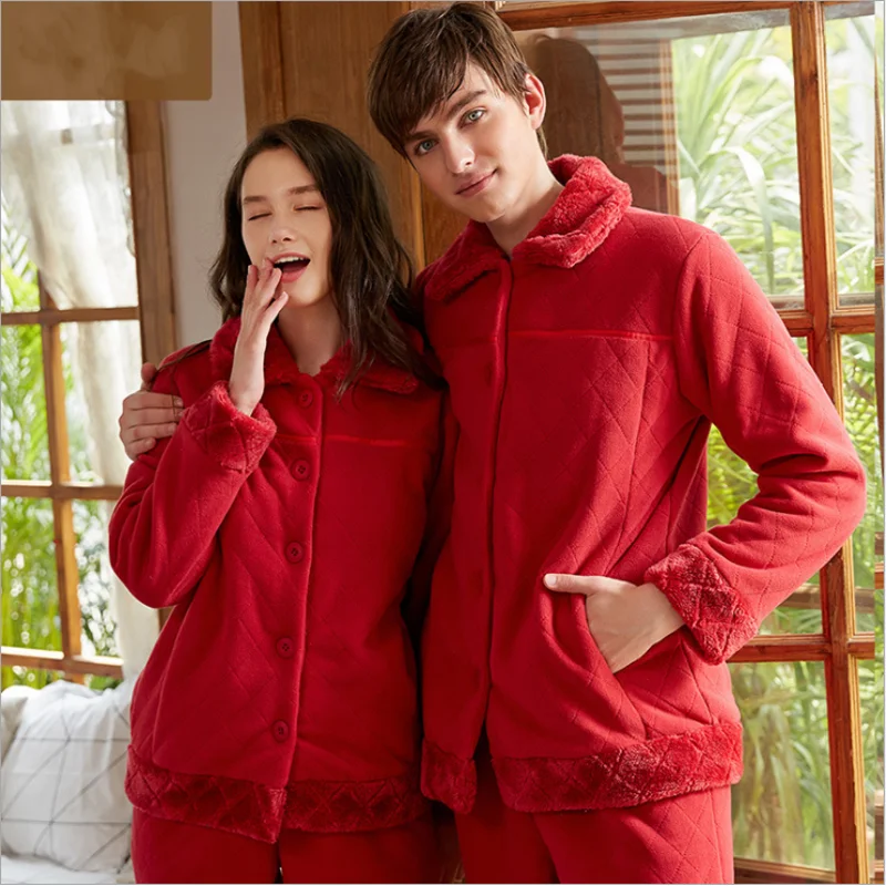 Зимние Повседневные пижамные комплекты Мужская плотная Теплая Флисовая одежда