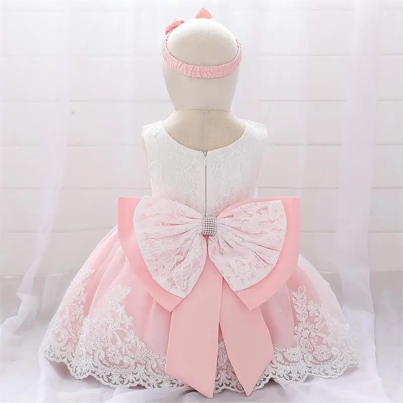 

Princess Dress Summer Baby Girls Dress Bow Christening Baptism Clothes Newborn 1 Year Girl Party Birthday Dress vestido infantil