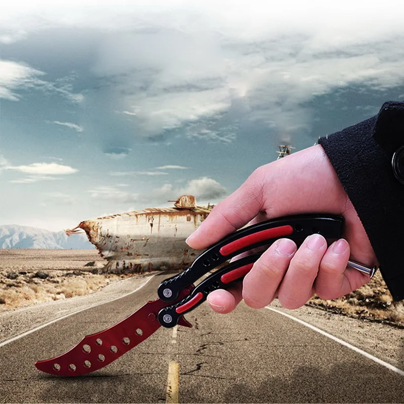 Цветной цветной игровой нож с тусклым лезвием без края тренировочный бабочкой