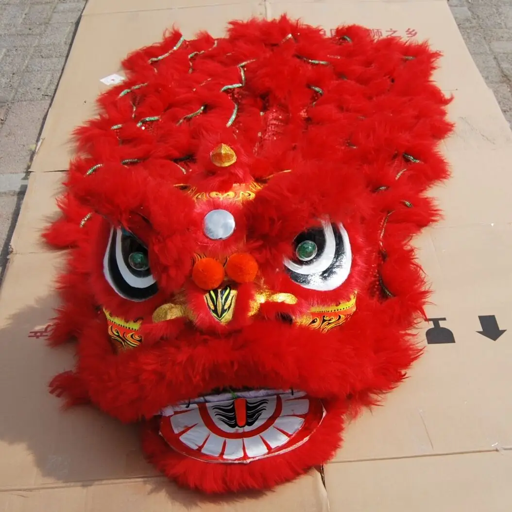 Костюм талисмана китайского фестиваля танец Лев красная шерсть китайское