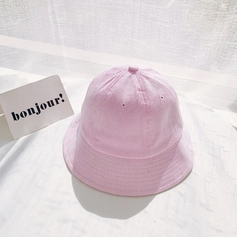 pink Harajuku Вельветовая женская летняя однотонная зеленая шляпа-ведро Корейская версия Милая Джокер дорожная шляпа Солнцезащитная шляпа котелок - Цвет: pink