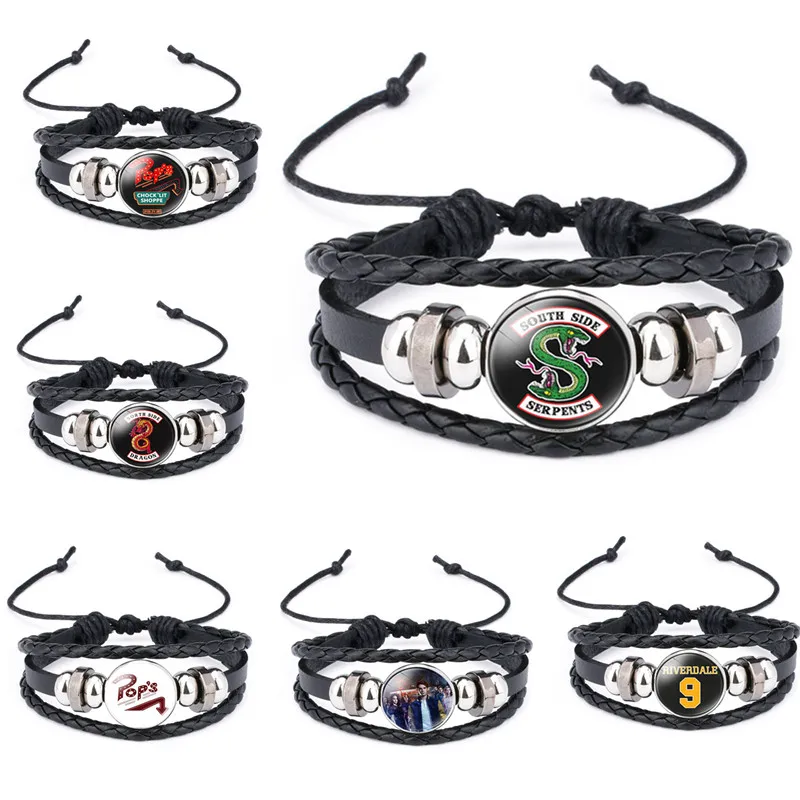 

Женский и мужской кожаный многослойный браслет-кабошон с узором ривердейла, Подарочный браслет