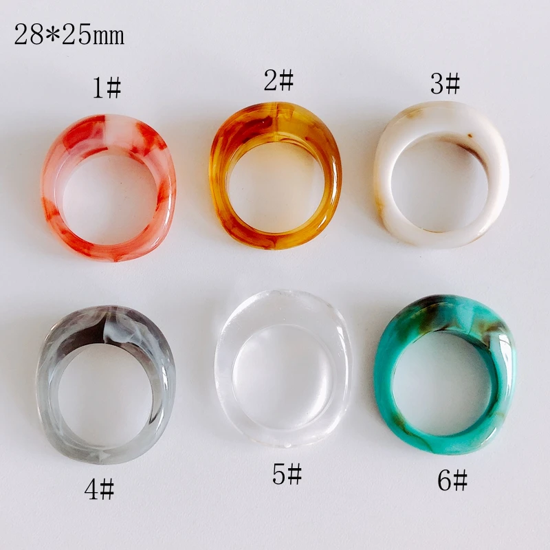 

Retro Fashion Simple Resin Colorful Ring Translucent Geometric Shaped Ring Couple Ladies Party Gift