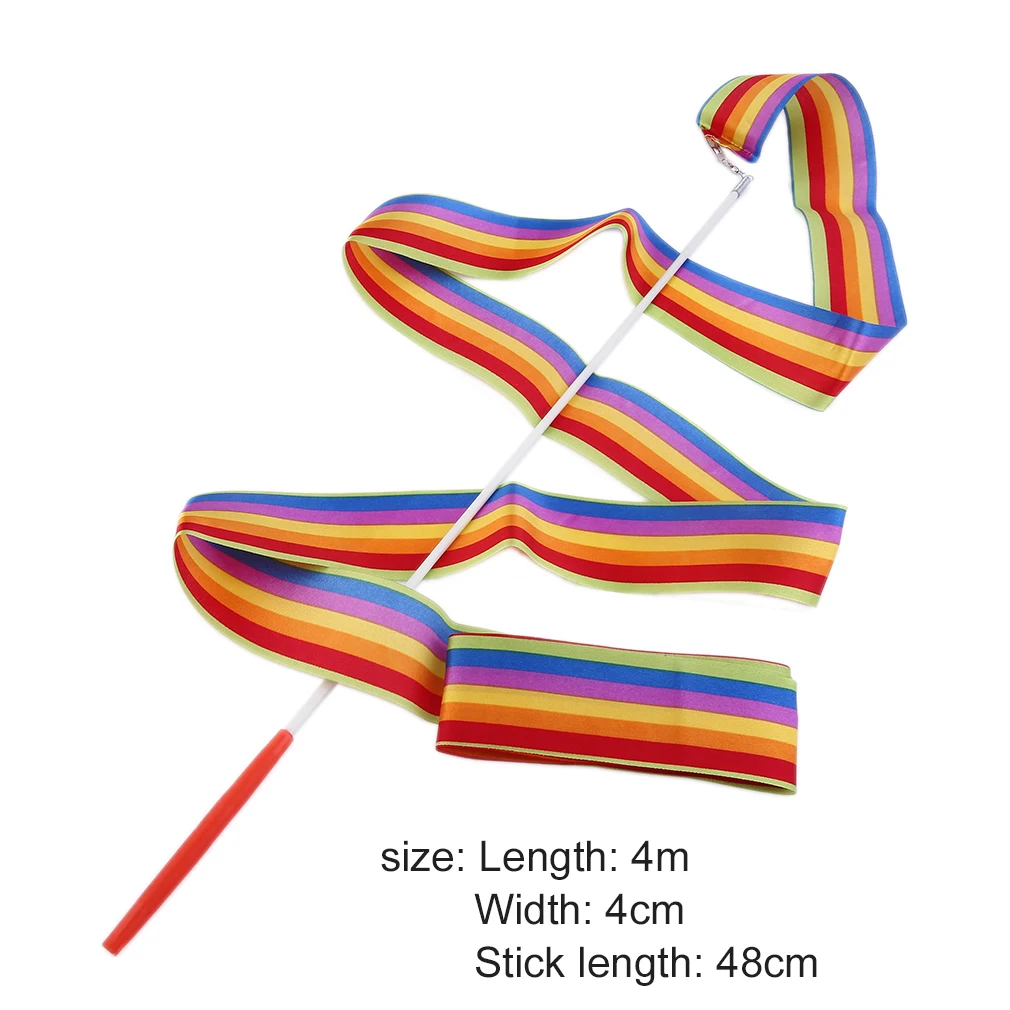 

4M Universal Gym Dance Ribbon Rhythmic Art Gymnastic Streamer Twirling Rod Stick Dance Performace Accessories Yoga Belt Twirling