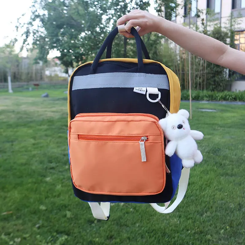 2021 new color contrast fashion ins style student bag backpack