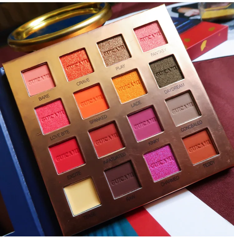 Палитра блестящих теней для век 16 цветов Мерцающая матовая фотопалитра кремовые