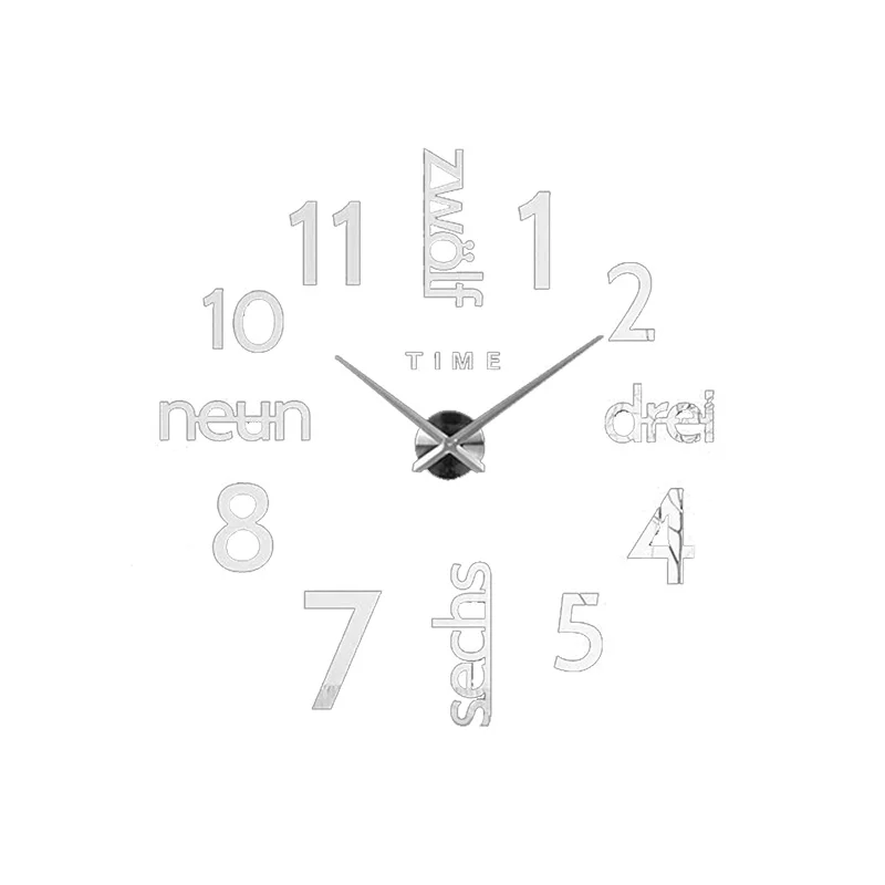 Горячая Распродажа 2 стиля серебряные гигантские настенные часы с немецкими