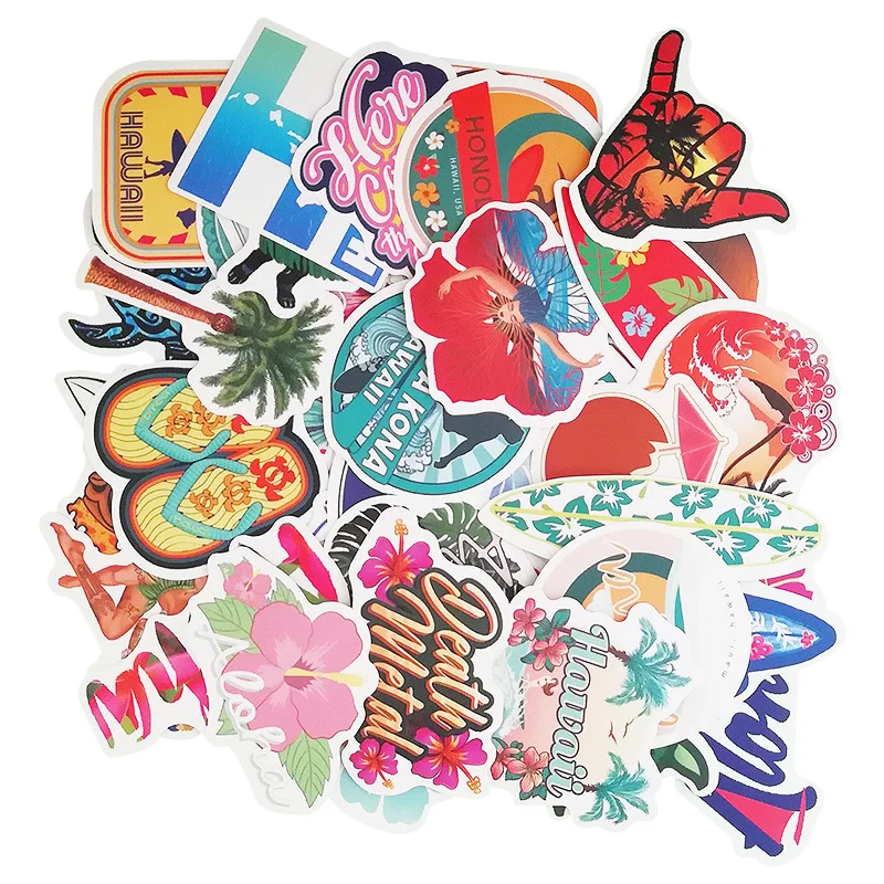 50 шт. Гавайский тропический пляж летний стикер цветок гибискуса наклейки с