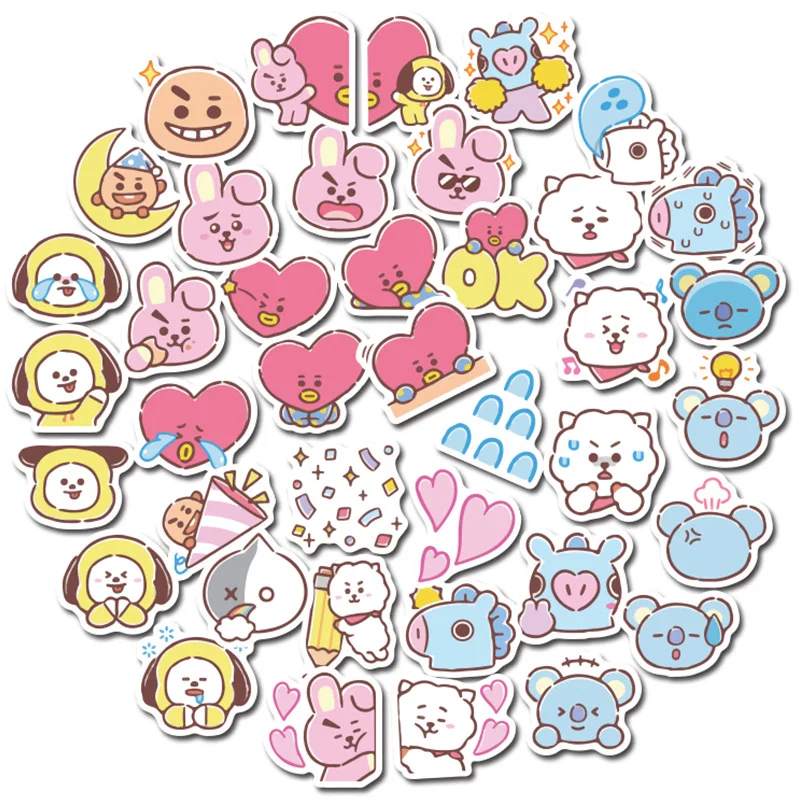60 шт. BT21 наклейка мультяшная Милая наклейка для домашнего декора DIY Наклейка s багаж ноутбук игрушка для скейтборда Дневник Книга телефон автомобиль
