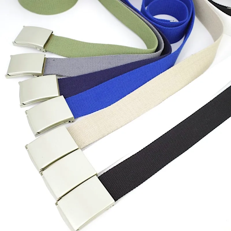 Ремень с металлической пряжкой для мужчин и женщин простой брезентовый пояс