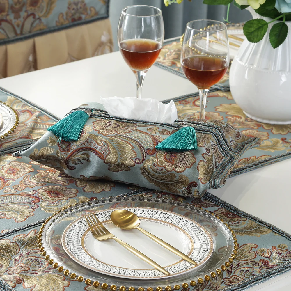 Жаккардовая коробка для салфеток с бахромой европейские роскошные декоративные