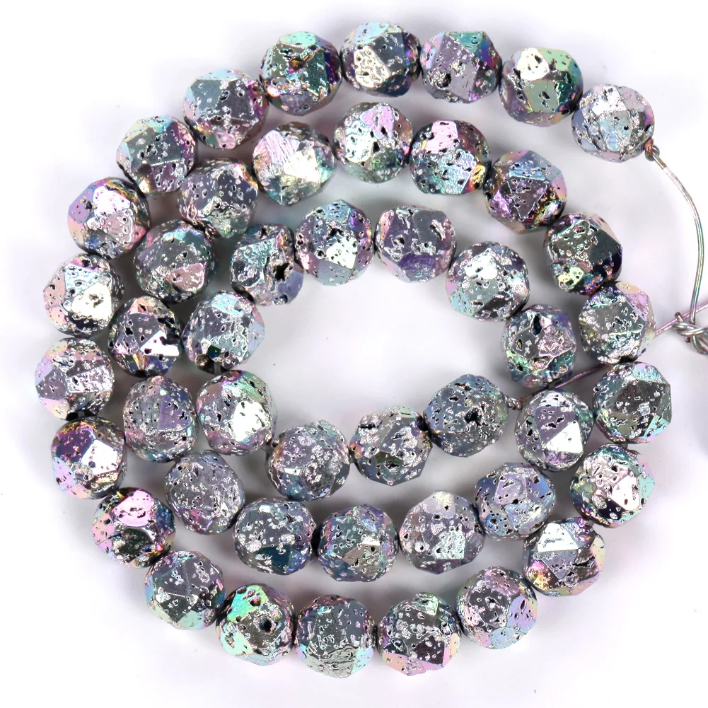 

Natural Faceted Volcanic Stone Colorful Copper Hematite Beads Round Loose Spacer Beads for Jewelry Making Bracelet Diy 6/8/10mm