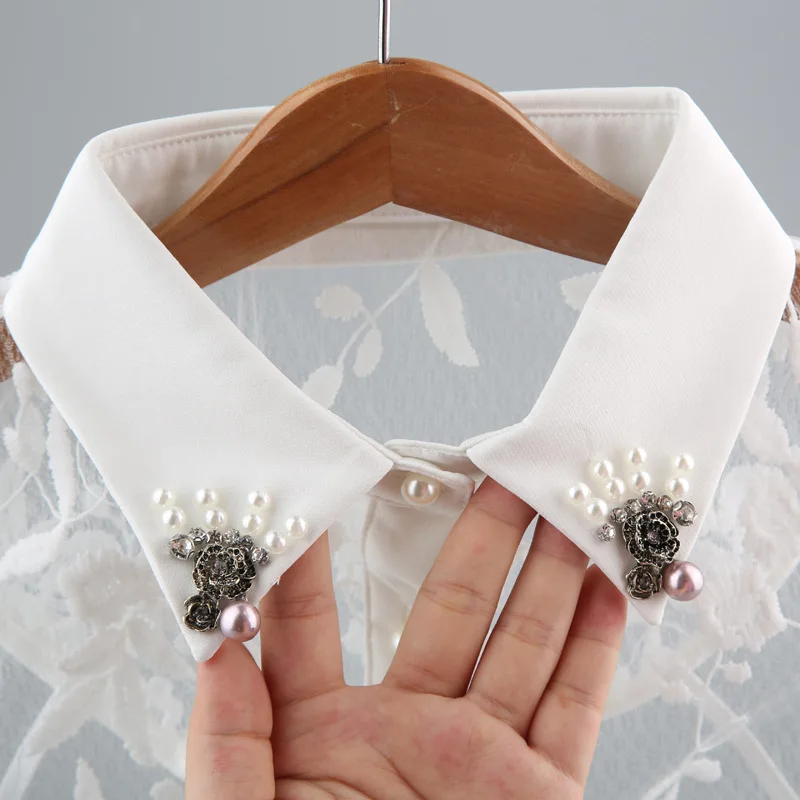 

Pearls Decoration Ladies Lace False Collar Necklaces Aesthetic Styles Women Fake Collar Shirt Detachable Collars