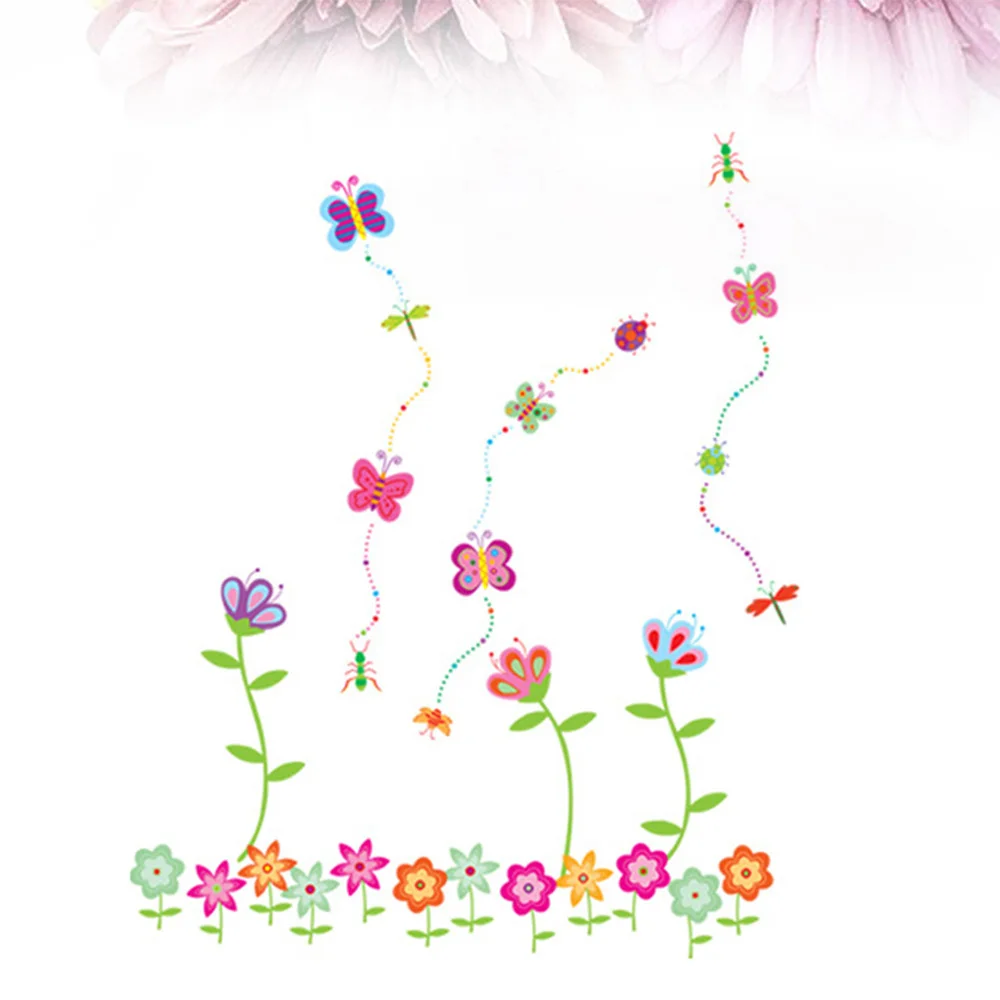 

PVC Flower Wall Sticker Removable Self-adhesive Painting Waterproof Decoration Stickers for Bedroom Porch Corridor Wall Backgrou
