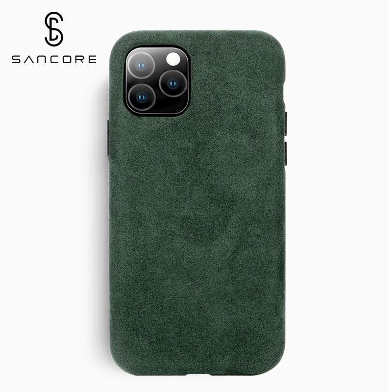 Dark Green SanCore для iPhone 11 pro Max чехол для телефона ALCANTARA модный кожаный чехол с полной защитой бизнес роскошный чехол для телефона замшевый Чехол для мужчин - Цвет: Dark Green