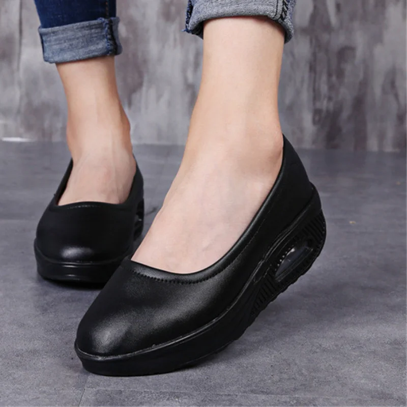 

Plus Size Women Casual Shoes Height Increase Swing Shoes Wedges Sneakers Slip on Loafers Comfortbale Murse Work Shoes