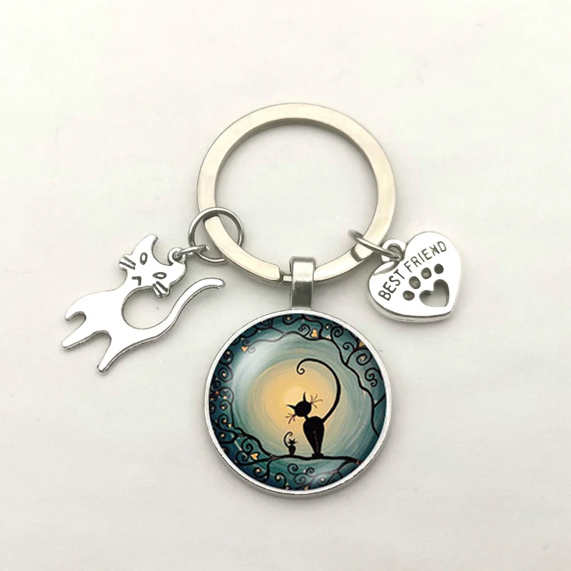 Креативный кулон в виде милой кошки кота лапы брелок со стеклянным круглым