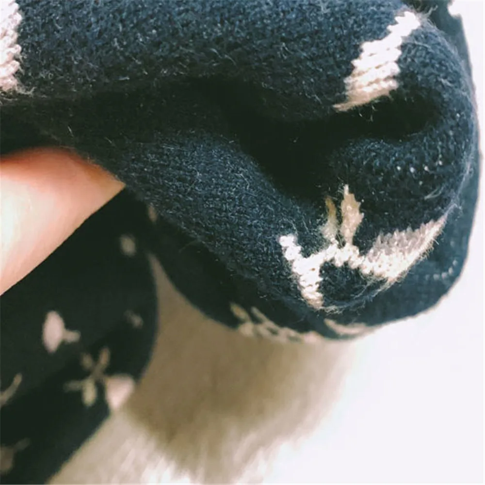 Женская трикотажная Жаккардовая юбка черная плотная двухслойная зимняя теплая