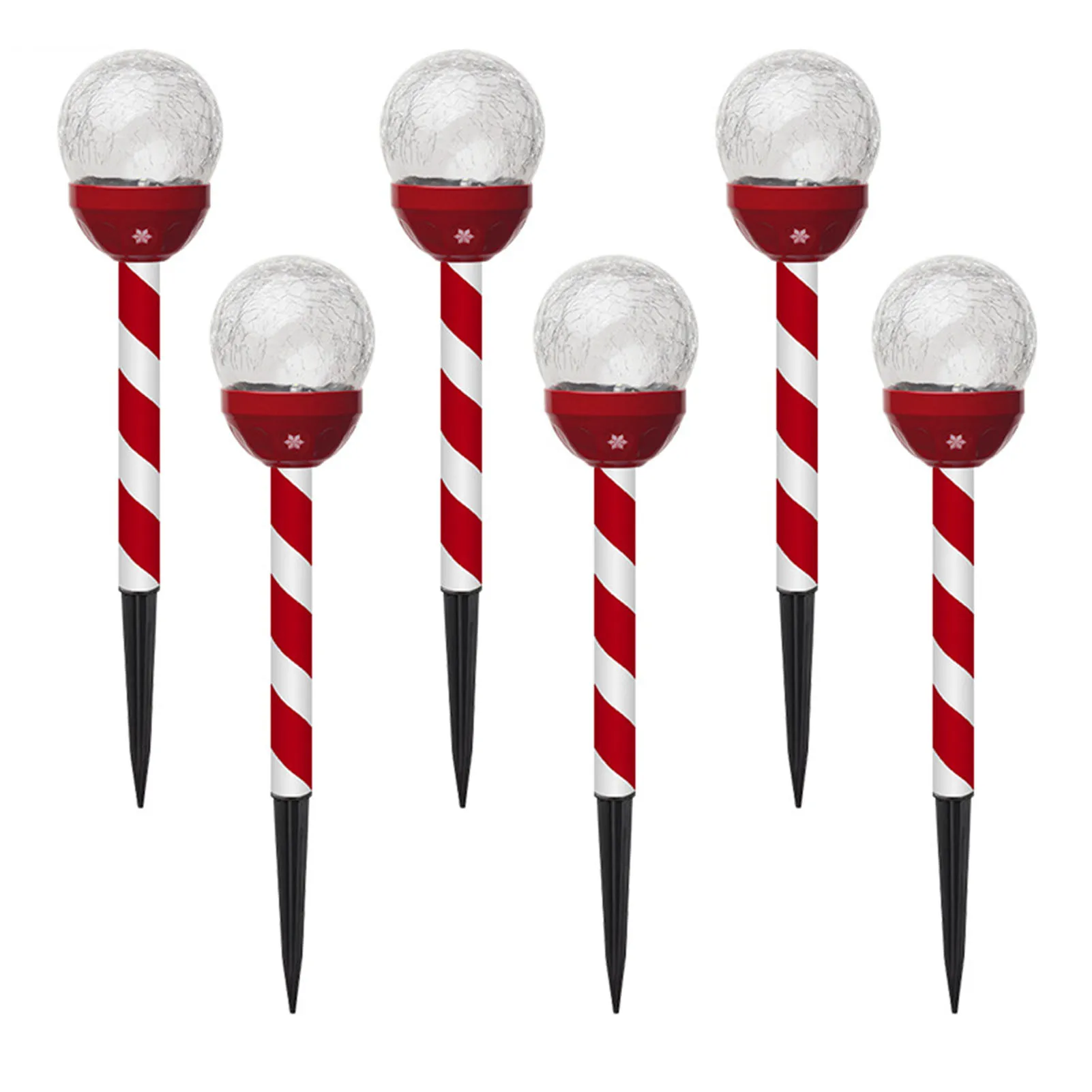 

6pcs Christmas Decoration Outdoor Plug Solar Crack Light Durable Porch Outdoor Decor Crackle Glass Ball Lights Patio Solar Power