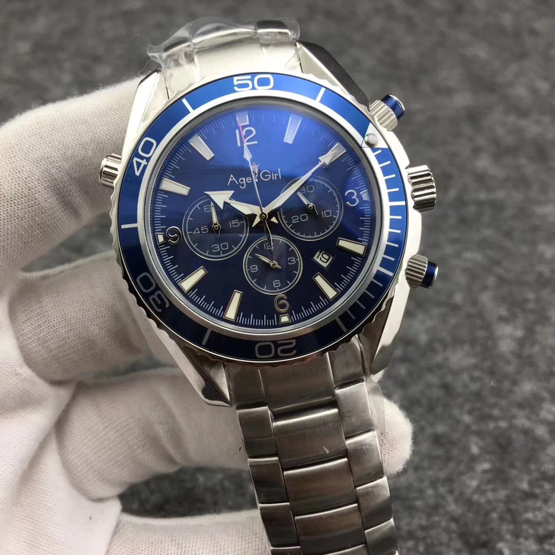 Blue Steel Роскошные Брендовые мужские профессиональные спортивные часы для дайвинга модные из нержавеющей стали оранжевый синий черный кварцевый хронограф мастер водонепроницаемый - Цвет: Blue Steel
