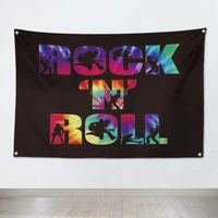 rock n roll rock band poster wall sticker hanging art waterproof cloth polyester fabric flags banner bar cafe hotel decor