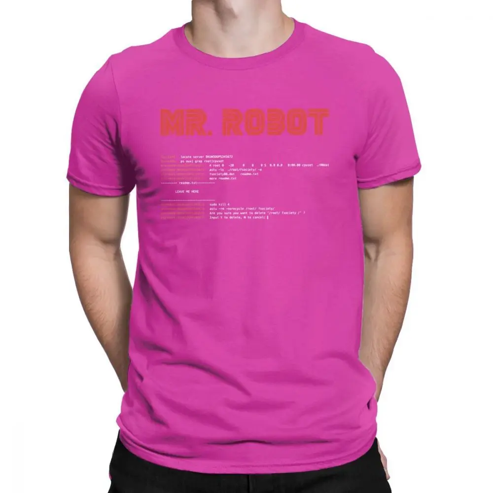 Fuchsia One yona Cool Mr Robot футболка программист футболки разработчик футболки с кодом для мужчин вырез лодочкой хлопок короткий рукав - Цвет: Fuchsia