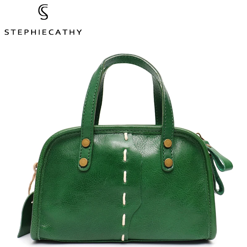 

SC винтажная стильная женская сумка через плечо из натуральной кожи, повседневная сумка с верхней ручкой, женская сумка в стиле Бостона, роск...