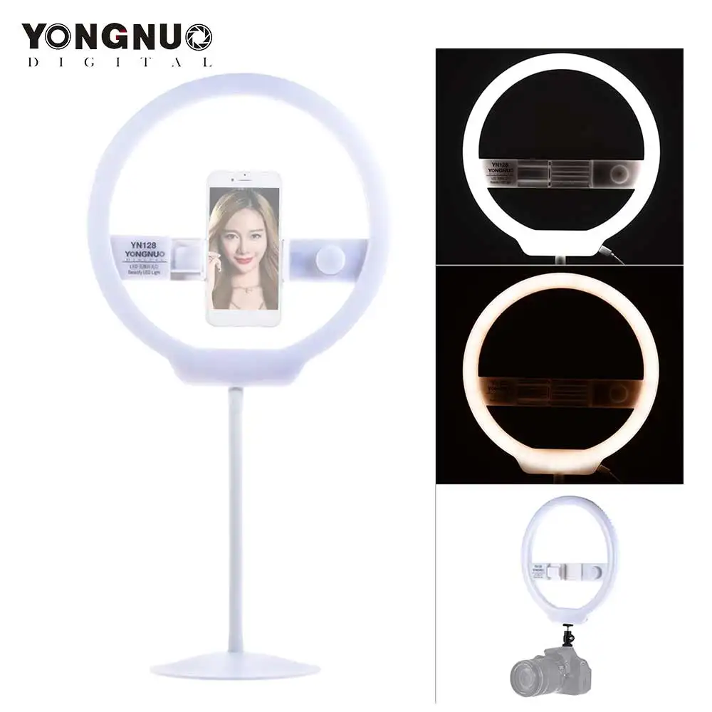 

YONGNUO YN128 Selfie Ring Light Camera Photo Studio Phone 128 LED Ring Light 3200-5500K Photography Dimmable Ring Lamp Ringlight