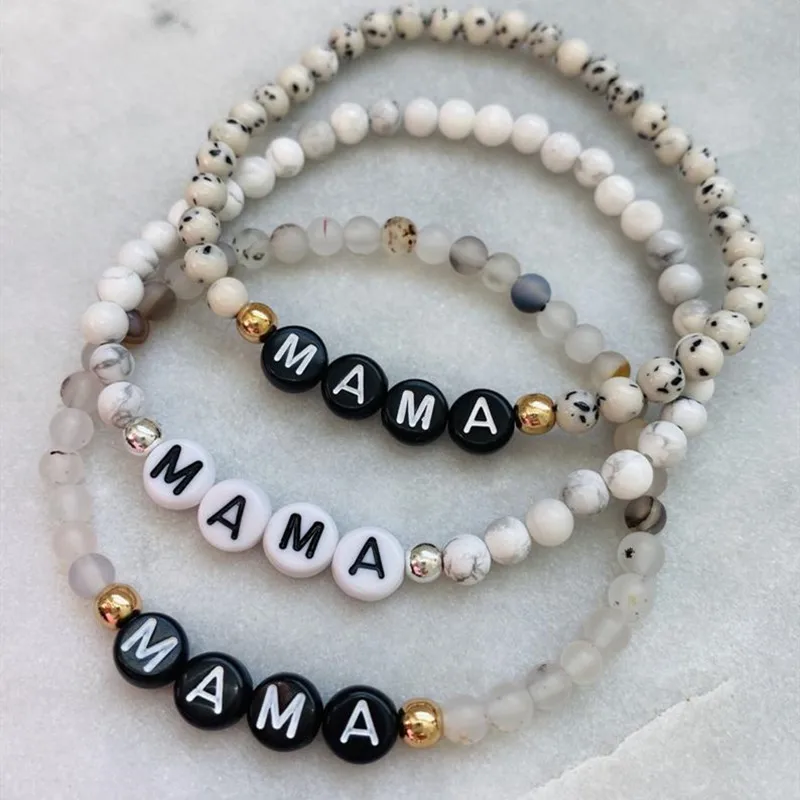 custom name bracelet Couple Bracelets for women men custom Handmade Natural Stones Beads letter Bracelet Charm Jewelry Gifts